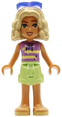 Minifigurka: FRND0772:  Friends Nova - Medium Lavender Sleeveless Hoodie with Dachshund, Yellowish Green Shorts, Bright Light Yellow Sandals, Glasses