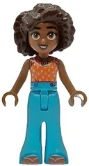 Minifigurka: FRND0773:  Friends Aliya - Coral Halter Top, Medium Azure Trousers Bell-Bottoms, Metallic Pink Flip Flops