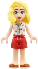 Minifigurka: FRND0774:  Friends Matilde - White Shirt with Cherries, Red Skirt, Dark Orange Shoes
