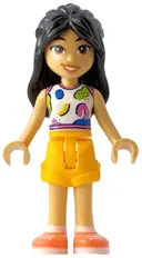 Minifigurka: FRND0776:  Friends Liann - White Tank Top, Bright Light Orange Shorts, Coral Shoes