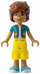 Minifigurka: FRND0778:  Friends Leo - Dark Turquoise Jacket, Yellow Cropped Trousers, Medium Azure Shoes