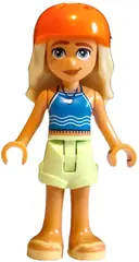 Minifigurka: FRND0783:  Friends Sage - Blue Tank Top, Yellowish Green Shorts, Bright Light Yellow Sandals, Reddish Orange Bicycle Helmet