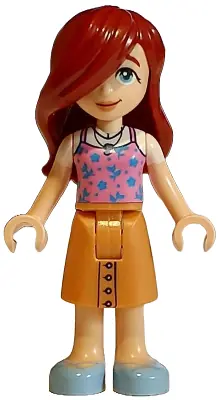 FRND0784:  Friends Paisley - Bright Pink Tank Top, Nougat Skirt Mid-Length, Bright Light Blue Shoes