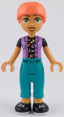 Minifigurka: FRND0787:  Friends Nova - Medium Lavender Vest over Black Shirt, Dark Turquoise Trousers, Coral Helmet