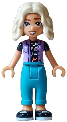 FRND0793:  Friends Nova - Medium Lavender Vest over Black Shirt, Dark Turquoise Trousers, Tan Hair