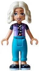 Minifigurka: FRND0793:  Friends Nova - Medium Lavender Vest over Black Shirt, Dark Turquoise Trousers, Tan Hair