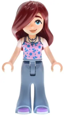 FRND0800:  Friends Paisley - Bright Pink Tank Top, Sand Blue Trousers Bell-Bottoms, Medium Lavender Shoes