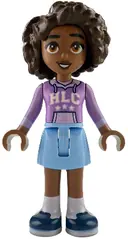 Minifigurka: FRND0812:  Friends Aliya - Medium Lavender Hoodie, Bright Light Blue Skirt, Dark Blue Shoes