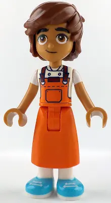 FRND0814:  Friends Leo - Reddish Orange Apron, Medium Azure Shoes