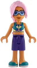 Minifigurka: FRND0822:  Friends Sky - Dark Turquoise, Yellowish Green and Dark Purple Top, Dark Purple Shorts, Dark Turquoise Shoes