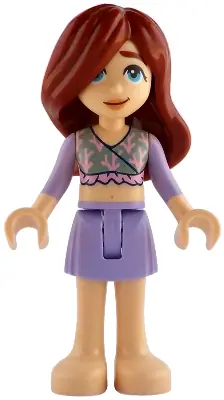 FRND0823:  Friends Paisley - Sand Green Top, Lavender Skirt, Bare Feet