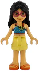 Minifigurka: FRND0829:  Friends Liann - Dark Azure Top, Bright Light Yellow Shorts, Reddish Orange Sandals