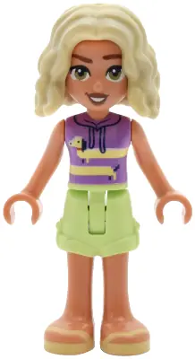 FRND0832:  Friends Nova - Medium Lavender Sleeveless Hoodie with Dachshund, Yellowish Green Shorts, Bright Light Yellow Sandals