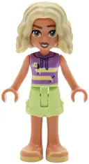 Minifigurka: FRND0832:  Friends Nova - Medium Lavender Sleeveless Hoodie with Dachshund, Yellowish Green Shorts, Bright Light Yellow Sandals