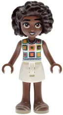 Minifigurka: FRND0833:  Friends Aliya - White Crochet Top, White Skirt, Tan Sandals