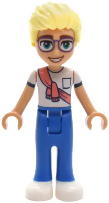 FRND0834:  Friends Olly - White Shirt with Coral Scarf, Blue Trousers, White Shoes