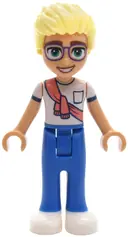 Minifigurka: FRND0834:  Friends Olly - White Shirt with Coral Scarf, Blue Trousers, White Shoes