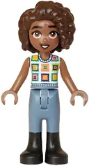 Minifigurka: FRND0843:  Friends Aliya - White Crochet Top, Sand Blue Trousers, Black Boots