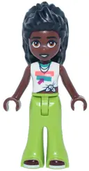 Minifigurka: FRND0848:  Friends Elsa D - White Knotted Sleeveless Shirt, Lime Trousers Bell-Bottoms, Dark Red Shoes