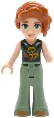 FRND0854:  Friends Autumn - Dark Green Top with Mushrooms, Sand Green Trousers Bell-Bottoms, Medium Nougat Shoes