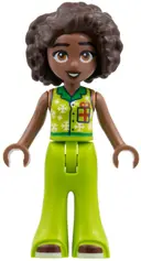 Minifigurka: FRND0855:  Friends Aliya - Lime Top with Snowflakes and Christmas Gift and Trousers Bell-Bottoms with Dark Red Shoes