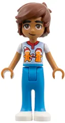 Minifigurka: FRND0857:  Friends Leo - Bright Light Blue Shirt with Gingerbread Men