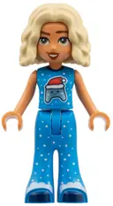 Minifigurka: FRND0859:  Friends Nova - Dark Azure Outfit with Falling Snow and Game Controller in Santa Hat