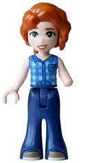 Minifigurka: FRND0860:  Friends Autumn - Blue Tied Flannel Vest, Dark Blue Trousers Bell-Bottoms, Dark Tan Shoes