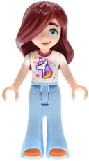 Minifigurka: FRND0861:  Friends Paisley - White Unicorn T-shirt, Bright Light Blue Trousers Bell-Bottoms, Orange Shoes
