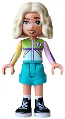 Minifigurka: FRND0868:  Friends Nova - Light Aqua and Lime Sweater, Dark Turquoise Shorts, Black Boots
