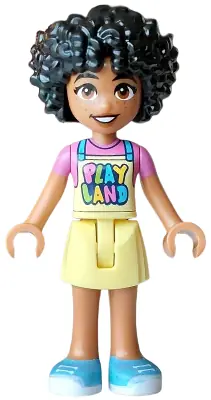 FRND0869:  Friends Sonia - Bright Light Yellow 'PLAYLAND' Apron, Dark Pink T-Shirt, Medium Azure Shoes