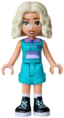FRND0878:  Friends Nova - Dark Turquoise Sleeveless Hoodie and Shorts Folded Hem, Black Boots