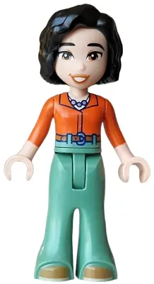 FRND0881:  Friends Michelle - Reddish Orange Shirt, Sand Green Trousers Bell-Bottoms, Medium Nougat Shoes