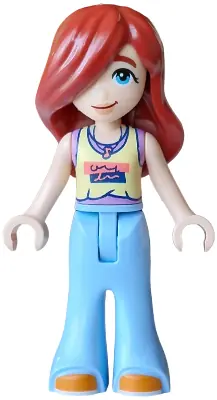 FRND0882:  Friends Paisley - Bright Light Yellow and Medium Lavender Tank Top, Bright Light Blue Trousers Bell-Bottoms, Orange Shoes