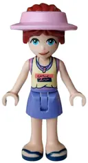 Minifigurka: FRND0886:  Friends Paisley - Bright Light Yellow and Medium Lavender Tank Top, Blue Violet Skirt, Dark Blue Sandals, Bright Pink Sun Cap