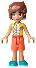 Minifigurka: FRND0887:  Friends Leo - Bright Light Orange Sleeveless Shirt, Reddish Orange Shorts, Dark Turquoise Shoes