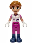 Minifigurka: FRND0892:  Friends Valeria - White Shirt with Hearts and Bones, Magenta Trousers, Dark Blue Boots, Dark Orange Hair