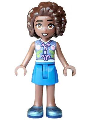 FRND0897:  Friends Aliya - Sand Blue Vest, Blue Skirt, Metallic Light Blue Shoes