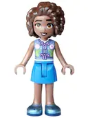 Minifigurka: FRND0897:  Friends Aliya - Sand Blue Vest, Blue Skirt, Metallic Light Blue Shoes