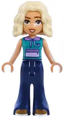 Minifigurka: FRND0904:  Friends Nova - Dark Turquoise Sleeveless Hoodie, Dark Blue Trousers Bell-Bottoms, Dark Tan Shoes