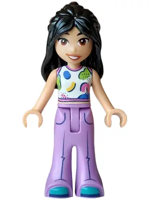 FRND0914:  Friends Liann - White Tank Top, Medium Lavender Trousers Bell-Bottoms, Dark Turquoise Shoes