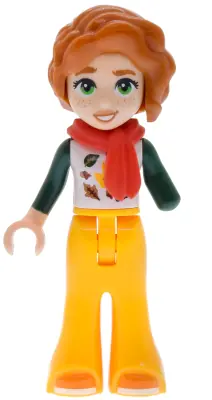 FRND0917:  Friends Autumn - White T-Shirt with Leaves, Bright Light Orange Bell-Bottoms, Orange Shoes