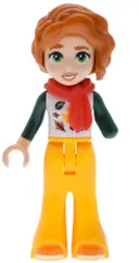 Minifigurka: FRND0917:  Friends Autumn - White T-Shirt with Leaves, Bright Light Orange Bell-Bottoms, Orange Shoes