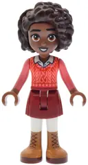 Minifigurka: FRND0918:  Friends Aliya - Coral Sweater Vest, Dark Red Skirt, Medium Nougat Boots