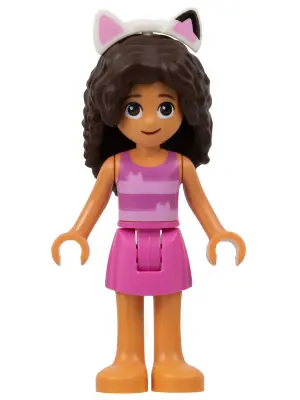 GDH002:  Gabby - Dark Pink and Bright Pink Striped Tank Top, Dark Pink Skirt
