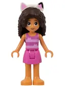 Minifigurka: GDH002:  Gabby - Dark Pink and Bright Pink Striped Tank Top, Dark Pink Skirt