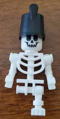 GEN141:  Skeleton - Standard Skull, Bent Arms Horizontal Grip, Black Shako Hat, Single Leg