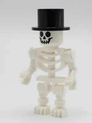 GEN147:  Skeleton - Standard Skull, Bent Arms Horizontal Grip, Black Top Hat