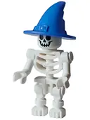 Minifigurka: GEN180:  Skeleton - Standard Skull, Bent Arms Vertical Grip, Blue Wizard / Witch Hat