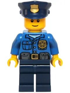 HOL040:  Police - Gold Badge, Police Hat, Black Eyebrows, Smile